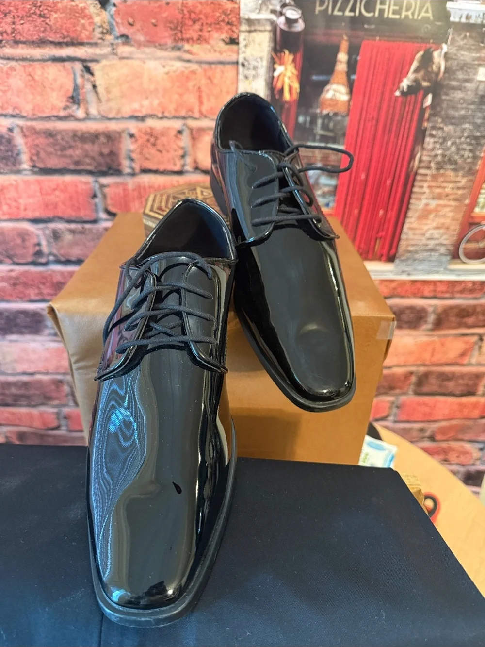 Joseph Abboud Men's Black Patent leather Tuxedo Shoes